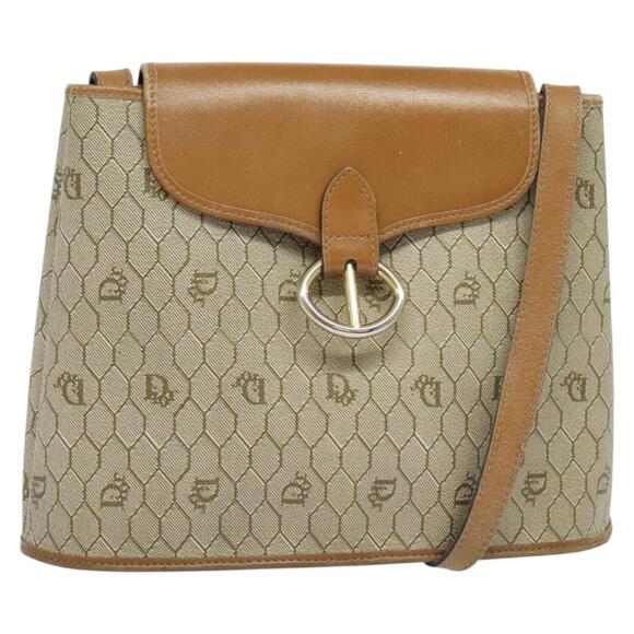 DIOR Honeycomb Canvas Shoulder Bag Pvc Beige Gold - Picture 1 of 12